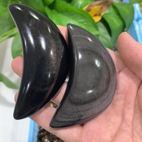 Silver Sheen Obsidian Moon Large - Picture 1 of 1